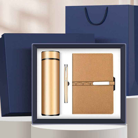 Darrahopens Home & Garden > Home Office Accessories > Desk Accessories Corporate Gift Set Insulated Water Bottle Notebook Pen, Business Executive Office Gift Box Set-golden In Australia - Darrahopens