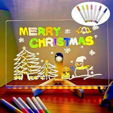 Darrahopens Home & Garden > Home Office Accessories > Desk Accessories Drawing board - Colored LED whiteboard - Illuminated acrylic whiteboard - Illuminated memo board stand - Glass panel with LED lights and 7 pens - For school and home use respectively - 30x20cm