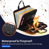 Darrahopens Home & Garden > Home Office Accessories > Desk Accessories Fireproof & Waterproof Expanding File Folder Organizer with Zipper - Large Capacity Document Safe Bag(Black with handle model)