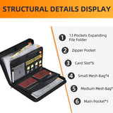 Darrahopens Home & Garden > Home Office Accessories > Desk Accessories Fireproof & Waterproof Expanding File Folder Organizer with Zipper - Large Capacity Document Safe Bag(Black with handle model)