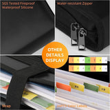 Darrahopens Home & Garden > Home Office Accessories > Desk Accessories Fireproof & Waterproof Expanding File Folder Organizer with Zipper - Large Capacity Document Safe Bag(Black with handle model)