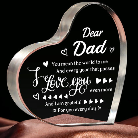Darrahopens Home & Garden > Home Office Accessories > Desk Accessories Heart-Shaped Acrylic Dad Plaque, Dear Dad Keepsake Desk Decoration and Gift from Daughter or Son for Father's Day, Birthday or Anniversary In Australia - Darrahopens