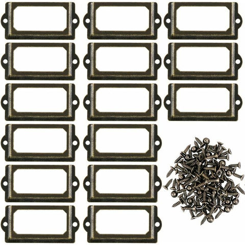 Darrahopens Home & Garden > Home Office Accessories > Desk Accessories Metal Label Holder 70x33mm Bronze Desk Organizer with Screws 15 Pcs