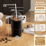 Darrahopens Home & Garden > Home Office Accessories > Desk Accessories Multi-Purpose Anti-Spill Cup Holder with Suction Base & Detachable Phone Stand(black)