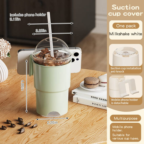 Darrahopens Home & Garden > Home Office Accessories > Desk Accessories Multi-Purpose Anti-Spill Cup Holder with Suction Base & Detachable Phone Stand(green)