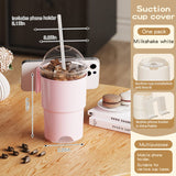 Darrahopens Home & Garden > Home Office Accessories > Desk Accessories Multi-Purpose Anti-Spill Cup Holder with Suction Base & Detachable Phone Stand(pink)