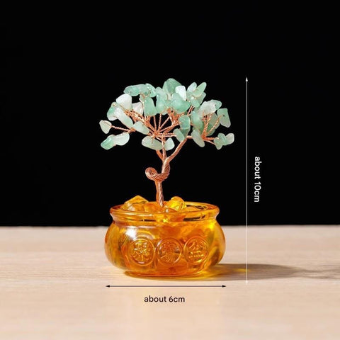 Darrahopens Home & Garden > Home Office Accessories > Desk Accessories Natural Green Crystal Money Tree with Fortune Basin & Adjustable Wire Branches - Desktop Feng Shui Decor for Wealth and Prosperity
