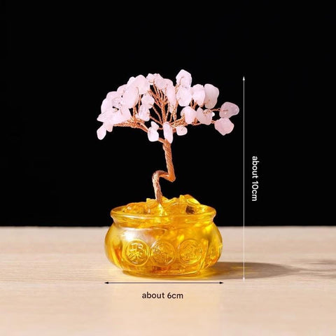 Darrahopens Home & Garden > Home Office Accessories > Desk Accessories Natural Pink Crystal Money Tree with Fortune Basin & Adjustable Wire Branches - Desktop Feng Shui Decor for Wealth and Prosperity