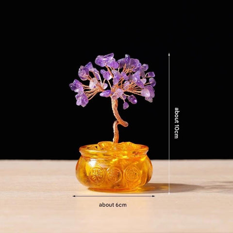 Darrahopens Home & Garden > Home Office Accessories > Desk Accessories Natural Purple Crystal Money Tree with Fortune Basin & Adjustable Wire Branches - Desktop Feng Shui Decor for Wealth and Prosperity