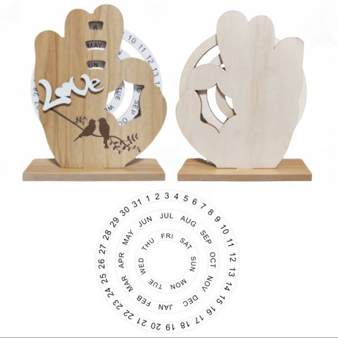 Darrahopens Home & Garden > Home Office Accessories > Desk Accessories OK Sign Timber Perpetual Calendar Decoration(15.3x19.1 CM) - Manual Rotating Date Tracker
