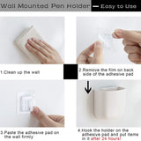 Darrahopens Home & Garden > Home Office Accessories > Desk Accessories Pencil Holder - Self-Adhesive Wall Pencil Holder - Highlighter - Writing Tool Organizer - Storage - Whiteboard - Home Office - White - Set of 2