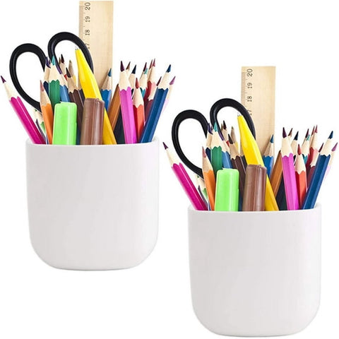 Darrahopens Home & Garden > Home Office Accessories > Desk Accessories Pencil Holder - Self-Adhesive Wall Pencil Holder - Highlighter - Writing Tool Organizer - Storage - Whiteboard - Home Office - White - Set of 2