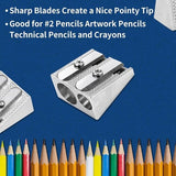 Darrahopens Home & Garden > Home Office Accessories > Desk Accessories Pencil Sharpener - 3-Piece - Double Hole Pencil Sharpener - Portable Manual Pencil Sharpener - Suitable for Children, Home, School and Office - Silver
