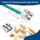 Darrahopens Home & Garden > Home Office Accessories > Desk Accessories Pencil Sharpener - 3-Piece - Double Hole Pencil Sharpener - Portable Manual Pencil Sharpener - Suitable for Children, Home, School and Office - Silver