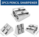 Darrahopens Home & Garden > Home Office Accessories > Desk Accessories Pencil Sharpener - 3-Piece - Double Hole Pencil Sharpener - Portable Manual Pencil Sharpener - Suitable for Children, Home, School and Office - Silver