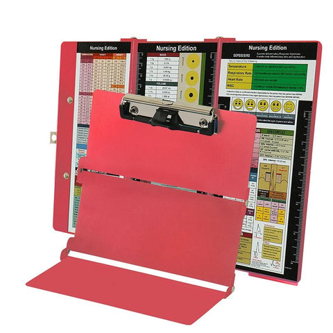 Darrahopens Home & Garden > Home Office Accessories > Desk Accessories Pink Waterproof Aluminum Tri-Fold Nursing Clipboard with Pen Slot - Lightweight Pocket-Sized A4 Document Holder & 180° Flat Writing Pad