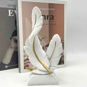 Darrahopens Home & Garden > Home Office Accessories > Desk Accessories White Luxury Artistic Resin Dual Feather Sculpture - Elegant Minimalist Home Decor for Entryway Living Room & Gallery Styling