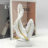 Darrahopens Home & Garden > Home Office Accessories > Desk Accessories White Luxury Artistic Resin Dual Feather Sculpture - Elegant Minimalist Home Decor for Entryway Living Room & Gallery Styling