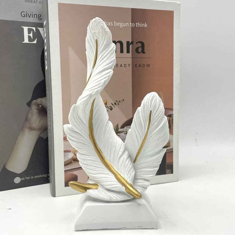 Darrahopens Home & Garden > Home Office Accessories > Desk Accessories White Luxury Artistic Resin Dual Feather Sculpture - Elegant Minimalist Home Decor for Entryway Living Room & Gallery Styling
