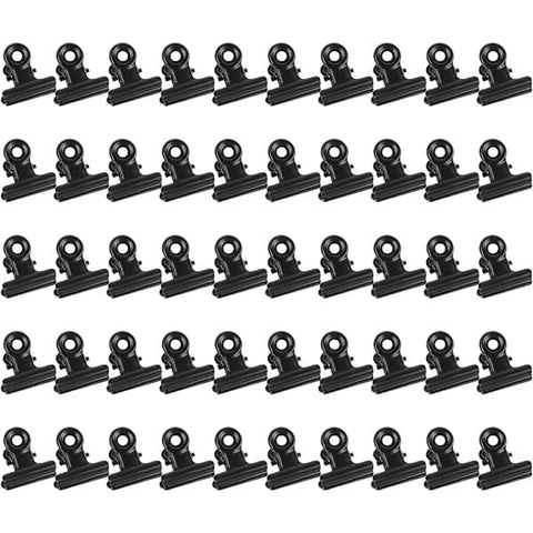 Darrahopens Home & Garden > Home Office Accessories > Filing & Organisation 50 Pieces Hinged Metal Clips Strong Spring Black Bulldog Clip 22mm Metal Clips Small Paper Clip for Files Food Bags Photo