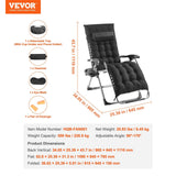 Darrahopens Home & Garden > Home Office Accessories > Filing & Organisation VEVOR Zero Gravity Chair, 26 inch Zero Gravity Recliner Lounge Chair for Indoor and Outdoor, Adjustable Anti Gravity Chair with Cushion, Headrest, Footrest, and Cupholder, 500 lbs, Black