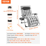 Darrahopens Home & Garden > Home Office Accessories > Filing & Organisation VEVOR Zero Gravity Chair, 33 inch Zero Gravity Recliner Lounge Chair for Indoor and Outdoor, Adjustable Anti Gravity Chair with Cushion, Headrest, Footrest, and Cupholder, 500 lbs, Gray