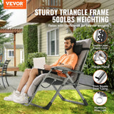 Darrahopens Home & Garden > Home Office Accessories > Filing & Organisation VEVOR Zero Gravity Chair, 33 inch Zero Gravity Recliner Lounge Chair for Indoor and Outdoor, Adjustable Anti Gravity Chair with Cushion, Headrest, Footrest, and Cupholder, 500 lbs, Gray