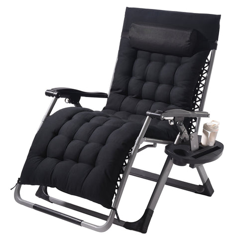 Darrahopens Home & Garden > Home Office Accessories > Filing & Organisation VEVOR Zero Gravity Chair, 33 inch Zero Gravity Recliner Lounge Chair for Indoor and Outdoor, Adjustable Anti Gravity Chair with Cushion, Headrest, Footrest, and Cupholder, 500 lbs, Black