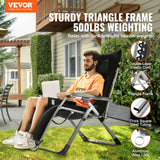Darrahopens Home & Garden > Home Office Accessories > Filing & Organisation VEVOR Zero Gravity Chair, 33 inch Zero Gravity Recliner Lounge Chair for Indoor and Outdoor, Adjustable Anti Gravity Chair with Cushion, Headrest, Footrest, and Cupholder, 500 lbs, Black