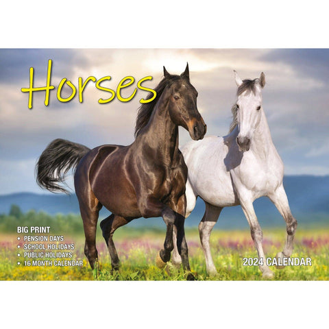Darrahopens Home & Garden > Home Office Accessories Horses - 2024 Rectangle Wall Calendar 16 Months Animal Planner New Year Gift