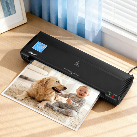 Darrahopens Home & Garden > Home Office Accessories > Laminators Devanti A3 Laminator Machine, Hot & Cold Thermal Fast Lamination Anti-Jam Laminator for Office School Home Document Photo Card Handmade A3 A4 A5 A6, Black