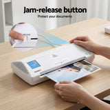 Darrahopens Home & Garden > Home Office Accessories > Laminators Devanti A4 Laminator Machine, Hot & Cold Thermal Fast Lamination Anti-Jam Laminator for Office School Home Document Photo Card Handmade A4 A5 A6, White