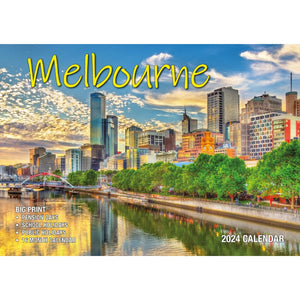 Darrahopens Home & Garden > Home Office Accessories Melbourne - 2024 Rectangle Wall Calendar 16 Months Planner Cityscapes Landmarks