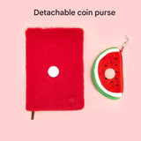 Darrahopens Home & Garden > Home Office Accessories > Paper Products A5 Plush Fruit Notebook  with detachable watermelon-shaped coin purse — features a soft plush cover and 80 lined pages; a cute design perfect for school use or journaling In Australia - Darrahopens