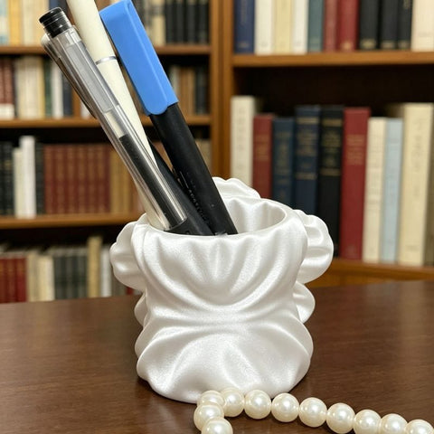 Darrahopens Home & Garden > Home Office Accessories > Pens & Pencils 3D printed silk flower pen holder, white silk