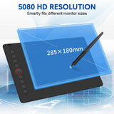 Darrahopens Home & Garden > Home Office Accessories > Pens & Pencils Digital Graphics Tablet Drawing Pad 8192 Levels Large Working Area 285x180mm Compatible with Win/MacOS Support PC/Mobile for Drawing Designing Teaching