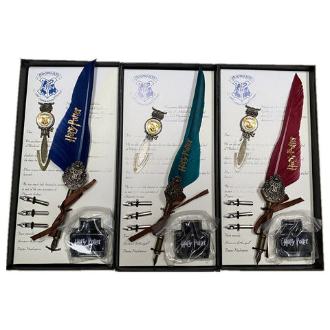 Darrahopens Home & Garden > Home Office Accessories > Pens & Pencils Harry Potter Vintage Feather Dip Pen Writing Set with ink Calligraphy Quill Pen Gifts - NAVY BLUE
