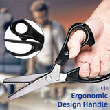 Darrahopens Home & Garden > Home Office Accessories > Scissors Stainless Steel Zigzag Fabric Scissors with Comfort Grip for Sewing Compatible with Cisea for Adults and Children