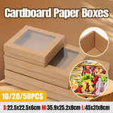 Darrahopens Home & Garden > Home Office Accessories > Shipping Supplies 50pcs Bakery Cake Packaging Boxes with Visible Open Window Lunch Boxes - L In Australia - Darrahopens