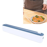Darrahopens Home & Garden > Home Office Accessories > Tape & Dispensers Reusable Cling Film Dispenser Magnetic Refillable Plastic Wrap Dispenser with Cutter Magnetic Stripe White Blue In Australia - Darrahopens