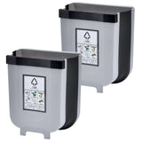 Darrahopens Home & Garden > Kitchen Bins > Automatic Bins 2x 9L Kitchen Wall Mounted Foldable Waste Bin Hanging Trash Can - Brown