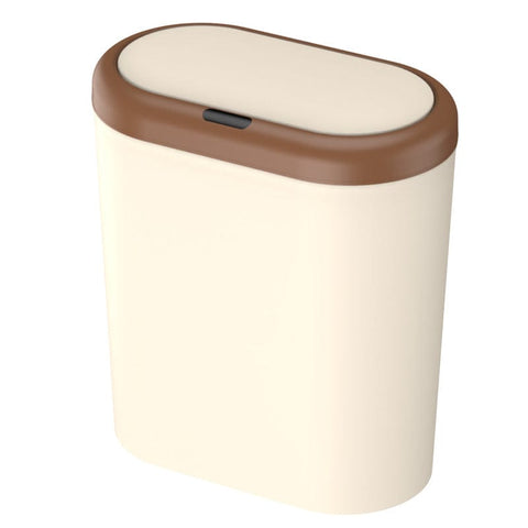 Darrahopens Home & Garden > Kitchen Bins > Automatic Bins Beige and Brown Smart Sensor Trash Can – 15L Capacity, Compact Design for Home Use with Automatic Induction Opening(Three sensor modes)