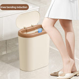 Darrahopens Home & Garden > Kitchen Bins > Automatic Bins Beige and Brown Smart Sensor Trash Can – 15L Capacity, Compact Design for Home Use with Automatic Induction Opening(Three sensor modes)