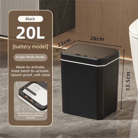 Darrahopens Home & Garden > Kitchen Bins > Automatic Bins Black Smart Sensor Trash Can – 20L Capacity, Touch-Free Operation with Odor-Blocking & Waterproof Design