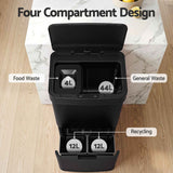 Darrahopens Home & Garden > Kitchen Bins > Automatic Bins Devanti 72L Sensor Bin Rubbish Bins 4-in-1 Compartment Stainless Steel Trash Can Black In Australia - Darrahopens