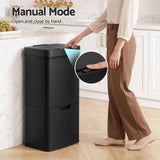 Darrahopens Home & Garden > Kitchen Bins > Automatic Bins Devanti 72L Sensor Bin Rubbish Bins 4-in-1 Compartment Stainless Steel Trash Can Black In Australia - Darrahopens