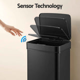 Darrahopens Home & Garden > Kitchen Bins > Automatic Bins Devanti 72L Sensor Bin Rubbish Bins 4-in-1 Compartment Stainless Steel Trash Can Black In Australia - Darrahopens