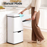 Darrahopens Home & Garden > Kitchen Bins > Automatic Bins Devanti 72L Sensor Bin Rubbish Bins 4-in-1 Compartment Stainless Steel Trash Can White In Australia - Darrahopens