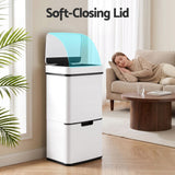 Darrahopens Home & Garden > Kitchen Bins > Automatic Bins Devanti 72L Sensor Bin Rubbish Bins 4-in-1 Compartment Stainless Steel Trash Can White In Australia - Darrahopens