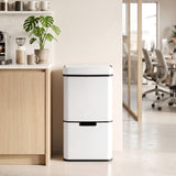 Darrahopens Home & Garden > Kitchen Bins > Automatic Bins Devanti 72L Sensor Bin Rubbish Bins 4-in-1 Compartment Stainless Steel Trash Can White In Australia - Darrahopens